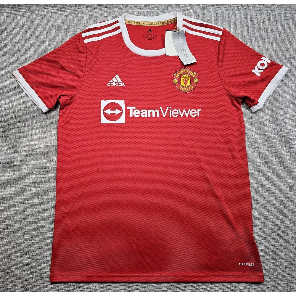 Manchester United Jersey Mens Large Red Premier League Soccer Adidas TeamViewer